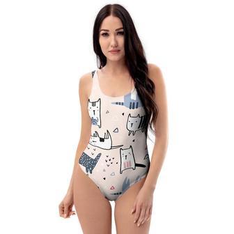 Doodle Cat Print One Piece Swimsuite | Newhawaiianshirts UK