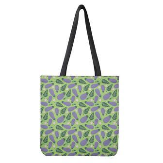 Eggplant With Leaves And Flowers Print Tote Bag | Newhawaiianshirts DE