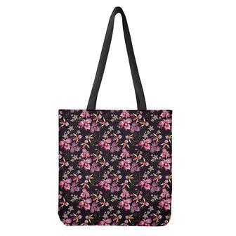 Embroidery Orchid Flower Pattern Print Tote Bag | Newhawaiianshirts AU