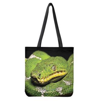 Emerald Tree Boa Snake Print Tote Bag | Newhawaiianshirts UK