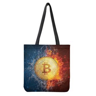 Fire And Water Bitcoin Print Tote Bag | Newhawaiianshirts DE