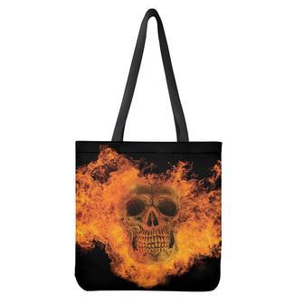 Fire Skull Print Tote Bag | Newhawaiianshirts