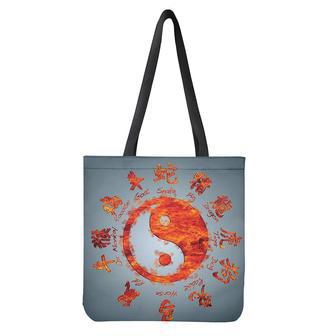 Fire Yin Yang Chinese Zodiac Print Tote Bag | Newhawaiianshirts UK