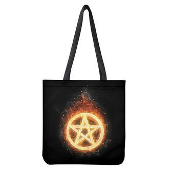 Flame Pentagram Print Tote Bag | Newhawaiianshirts AU