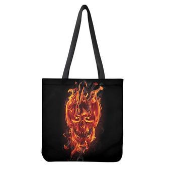 Flaming Evil Skull Print Tote Bag | Newhawaiianshirts UK