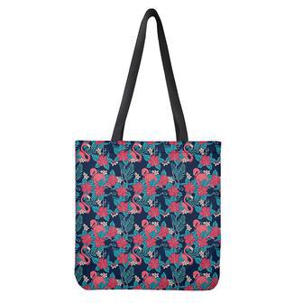 Flamingo And Hawaiian Floral Print Tote Bag | Newhawaiianshirts DE