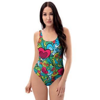 Floral Psychedelic One Piece Swimsuite | Newhawaiianshirts UK