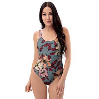 Flower Print One Piece Swimsuite | Newhawaiianshirts CA