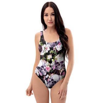 Flower Skull One Piece Swimsuite | Newhawaiianshirts CA