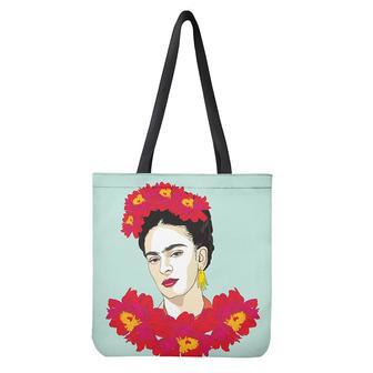 Frida Kahlo And Floral Print Tote Bag | Newhawaiianshirts CA