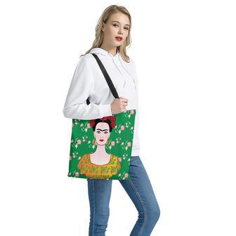 Frida Kahlo And Pink Floral Print Tote Bag | Newhawaiianshirts DE