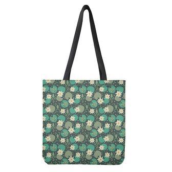 Frogs And Water Lilies Pattern Print Tote Bag | Newhawaiianshirts DE