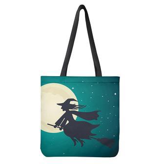 Full Moon Halloween Flying Witch Print Tote Bag | Newhawaiianshirts