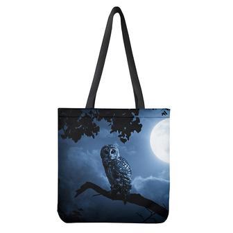 Full Moon Night Owl Print Tote Bag | Newhawaiianshirts CA