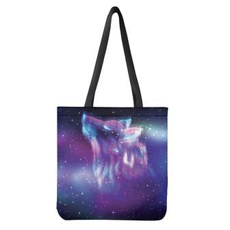 Galaxy Howling Wolf Spirit Print Tote Bag | Newhawaiianshirts AU