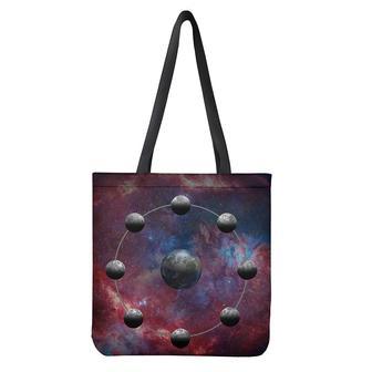 Galaxy Lunar Phase Print Tote Bag | Newhawaiianshirts AU