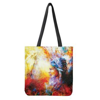 Galaxy Native Indian Woman Print Tote Bag | Newhawaiianshirts