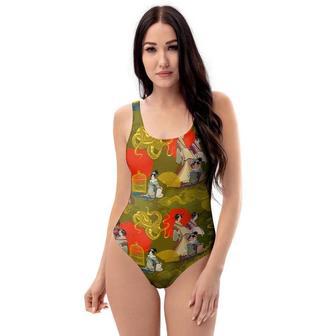 Geisha Japanese Dragon Print One Piece Swimsuite | Newhawaiianshirts UK