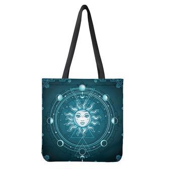 Geometric Celestial Sun And Moon Print Tote Bag | Newhawaiianshirts DE