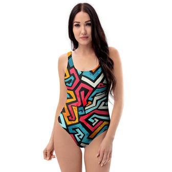 Geometric Graffiti Psychedelic One Piece Swimsuite | Newhawaiianshirts