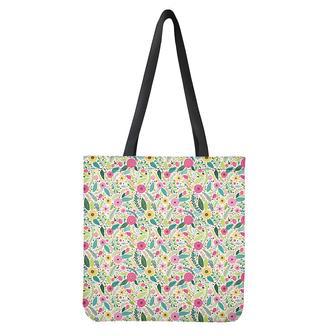 Girly Spring Flower Pattern Print Tote Bag | Newhawaiianshirts CA