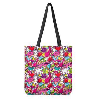 Girly Unicorn Cartoon Pattern Print Tote Bag | Newhawaiianshirts