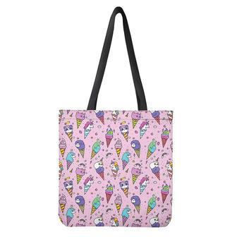 Girly Unicorn Ice Cream Pattern Print Tote Bag | Newhawaiianshirts CA