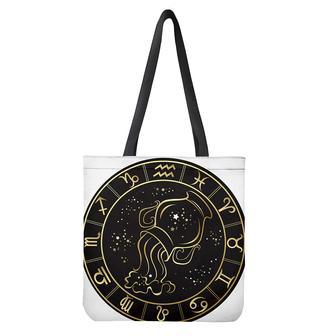 Gold And Black Aquarius Sign Print Tote Bag | Newhawaiianshirts CA