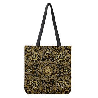 Gold And Black Mandala Print Tote Bag | Newhawaiianshirts CA