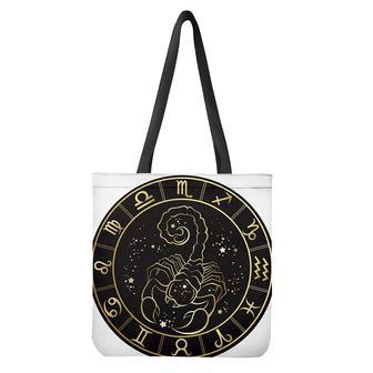 Gold And Black Scorpio Sign Print Tote Bag | Newhawaiianshirts