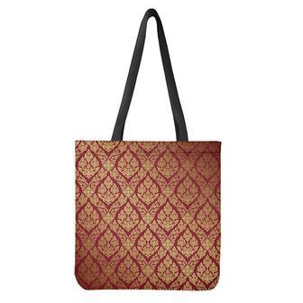 Gold And Red Thai Pattern Print Tote Bag | Newhawaiianshirts DE