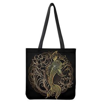 Gold Koi Carp Fish Print Tote Bag | Newhawaiianshirts AU