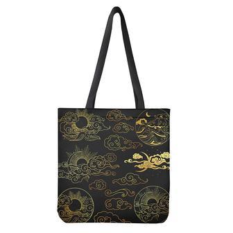 Gold Moon And Sun Print Tote Bag | Newhawaiianshirts DE