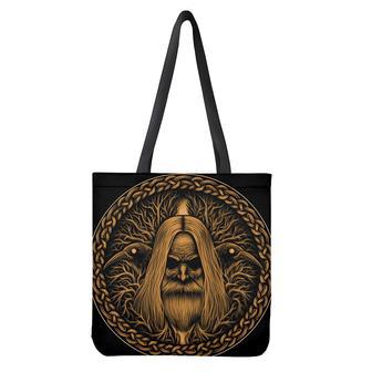 Gold Odin With Huginn And Muninn Print Tote Bag | Newhawaiianshirts AU