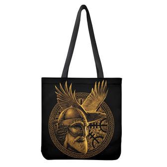 Gold Viking God Odin And Crow Print Tote Bag | Newhawaiianshirts UK