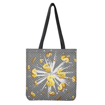 Golden Dollar Sign Explosion Print Tote Bag | Newhawaiianshirts DE