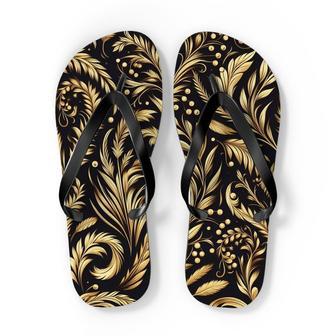 Golden Floral Flip-Flops. | Newhawaiianshirts DE