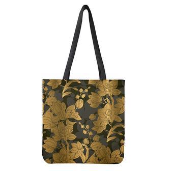 Golden Orchid Pattern Print Tote Bag | Newhawaiianshirts DE