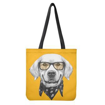 Golden Retriever With Glasses Print Tote Bag | Newhawaiianshirts CA