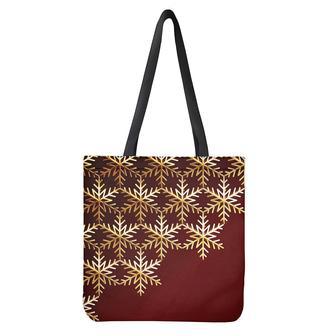 Golden Snowflake Print Tote Bag | Newhawaiianshirts DE