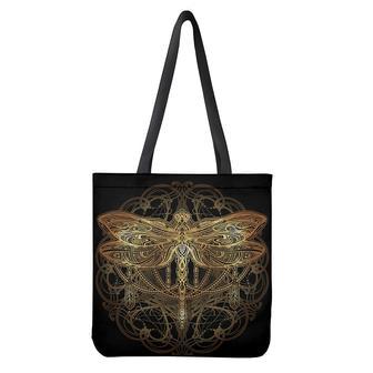 Golden Spiritual Dragonfly Print Tote Bag | Newhawaiianshirts DE