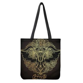 Golden Spiritual Elephant Print Tote Bag | Newhawaiianshirts CA