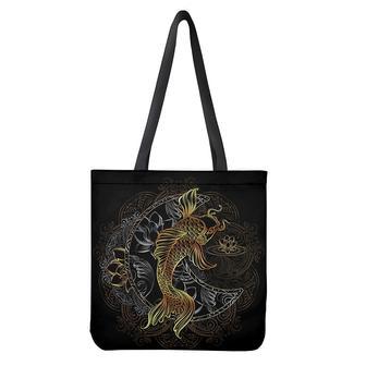 Golden Spiritual Koi Fish Print Tote Bag | Newhawaiianshirts