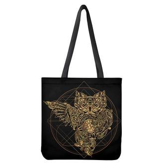 Golden Spiritual Owl Print Tote Bag | Newhawaiianshirts