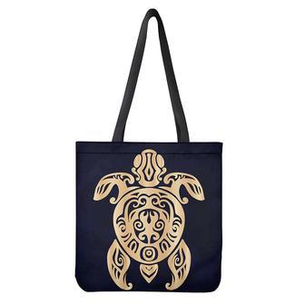 Golden Tribal Sea Turtle Print Tote Bag | Newhawaiianshirts