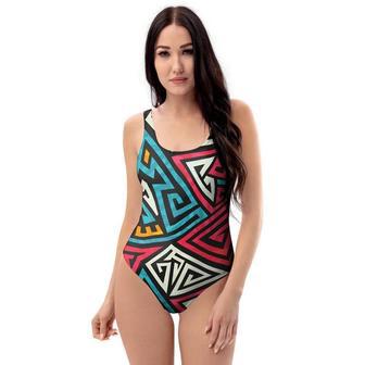 Graffiti Geometric Seamless Pattern One Piece Swimsuite | Newhawaiianshirts DE