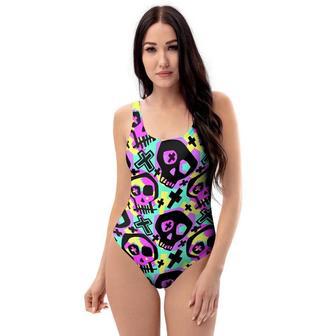 Graffiti Skull One Piece Swimsuite | Newhawaiianshirts CA