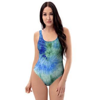 Green And Blue Tie Dye One Piece Swimsuite | Newhawaiianshirts CA