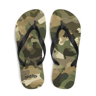 Green And Brown Camo Camouflage Print Flip Flops Colorful | Newhawaiianshirts DE