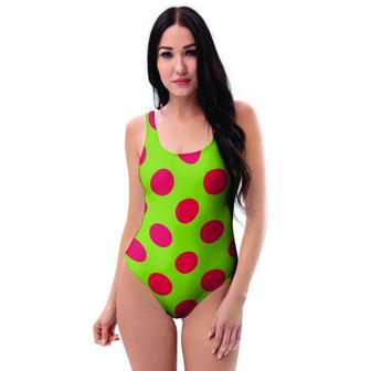 Green And Red Polka Dot One Piece Swimsuite | Newhawaiianshirts AU